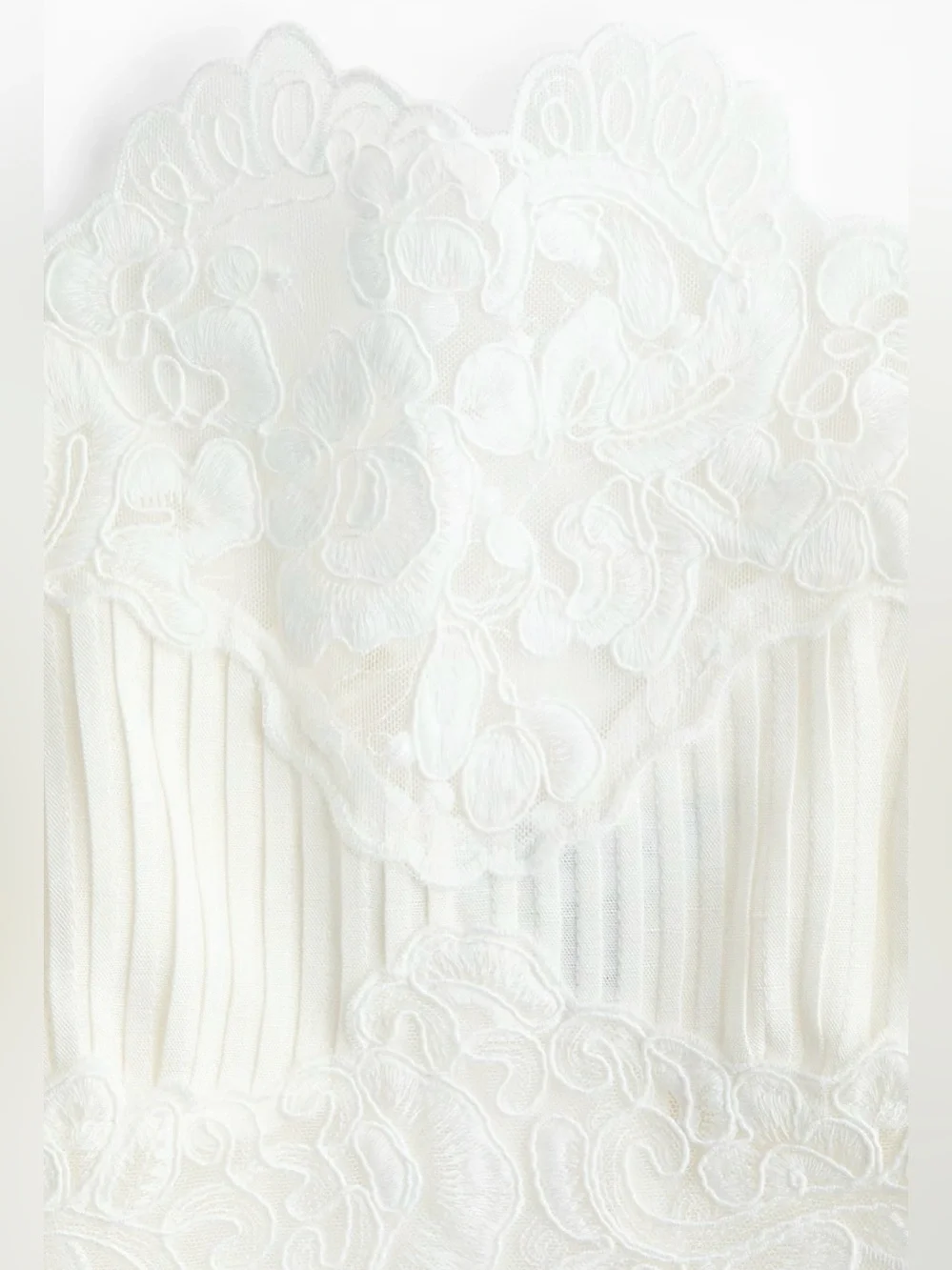 H&M STUDIO COLLECTION SPRING 2026 NWT WHITE LINEN-BLEND LACE-DETAIL TOP - Picture 13 of 13